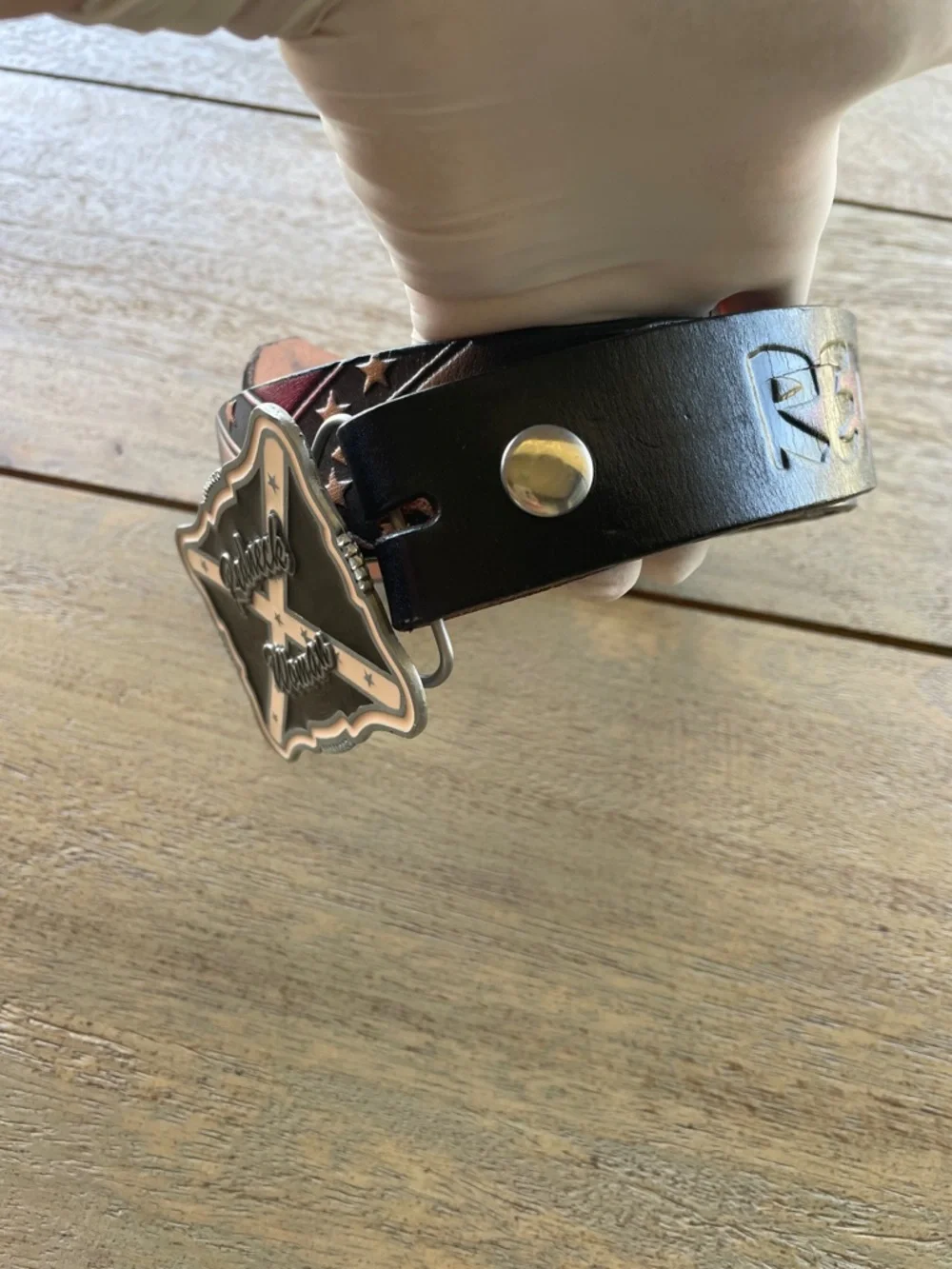 Leather Belt Redneck woman Buckle - Black/pink